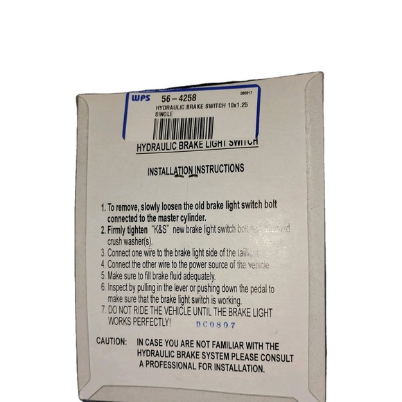 K&S Universal Hydraulic Brake Light Switch Yamaha, Honda Suzuki Off Road 12-0010 - Picture 2 of 2